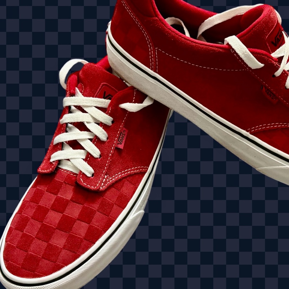VANS-“OldSkool” Sued Red/Red Checkered- Deluxe Comfort Ortholite 500714 *RARE* - Picture 3 of 11